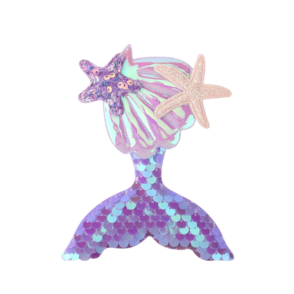 Wholesale Cartoon Mermaid Sequin Cloth Hair Clips